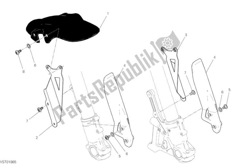 All parts for the Front Mudguard of the Ducati Scrambler Full Throttle USA 803 2019